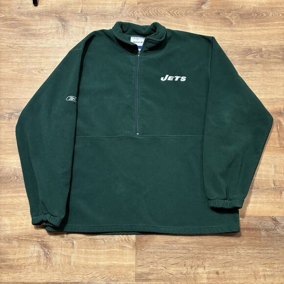 Vintage New York Jets Fleece Jacket Full Zip Sweatshirt 90s NFL Green Mens 2XL - Picture 1 of 5